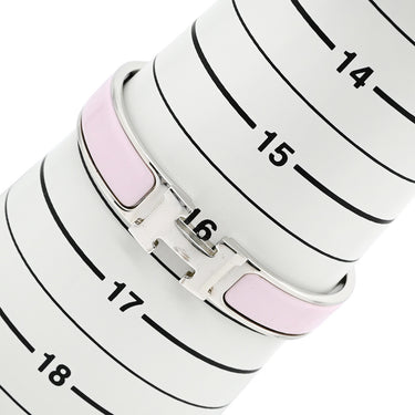 エルメス HERMES クリックH PM ピンク×シルバー メタル エナメル ブレスレット Hブレス