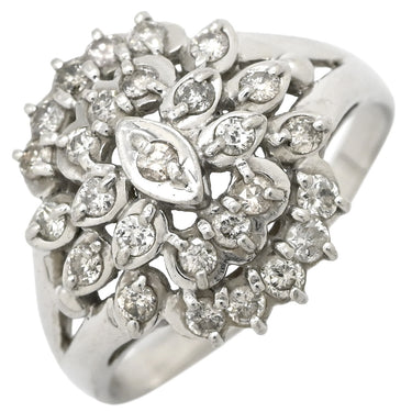 ノンブランド NON BRAND ダイヤモンド 0.50ct プラチナシルバー Pt900 ダイヤモンド リング 指輪 パヴェ フラワー 花モチーフ プラチナ 12.5号