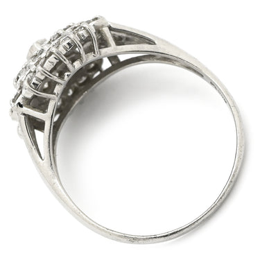 ノンブランド NON BRAND ダイヤモンド 0.50ct プラチナシルバー Pt900 ダイヤモンド リング 指輪 パヴェ フラワー 花モチーフ プラチナ 12.5号