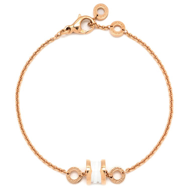 ブルガリ BVLGARI ビーゼロワン ピンクゴールドXホワイト K18PG セラミック ML ブレスレット ローズゴールド 白