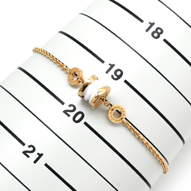 ブルガリ BVLGARI ビーゼロワン ピンクゴールドXホワイト K18PG セラミック ML ブレスレット ローズゴールド 白