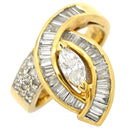 ノンブランド NON BRAND ダイヤモンド 0.88ct 032ct イエローゴールド K18YG ダイヤモンド リング 指輪 K18 Au750 YG デザインリング マーキスカット テーパー 10号