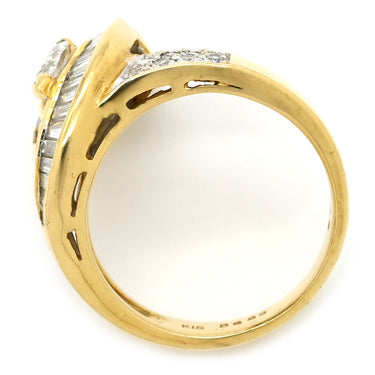 ノンブランド NON BRAND ダイヤモンド 0.88ct 032ct イエローゴールド K18YG ダイヤモンド リング 指輪 K18 Au750 YG デザインリング マーキスカット テーパー 10号