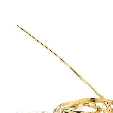 ノンブランド NON BRAND パール パールホワイトXイエローゴールド K18YG パール ブローチ 真珠 フラワーモチーフ 750AU 18K