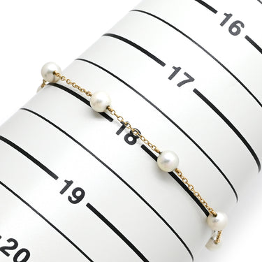 ミキモト MIKIMOTO パール ブレスレット イエローゴールド K14YG パール ブレスレット MIKIMOTO ステーションブレス 真珠 14K 14金 585