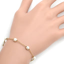 ミキモト MIKIMOTO パール ブレスレット イエローゴールド K14YG パール ブレスレット MIKIMOTO ステーションブレス 真珠 14K 14金 585