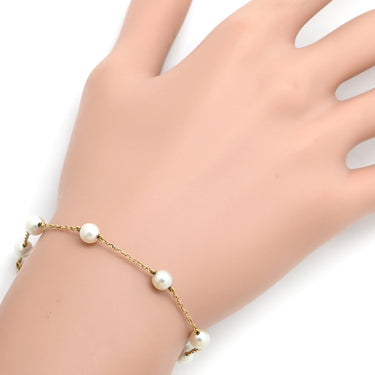 ミキモト MIKIMOTO パール ブレスレット イエローゴールド K14YG パール ブレスレット MIKIMOTO ステーションブレス 真珠 14K 14金 585