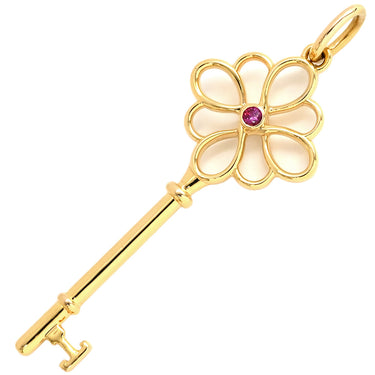 ティファニー Tiffany & Co ノットキー ローズゴールド K18PG ピンクサファイア ペンダントトップ ピンクゴールド チャーム AU750 RG PG 1P ピンクサファイア