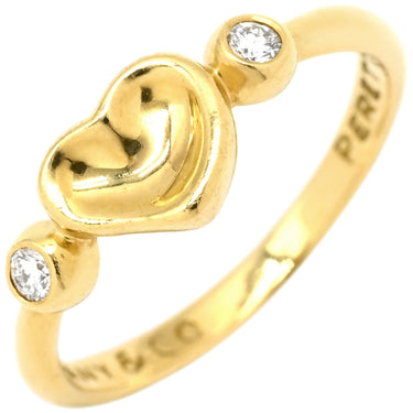 ティファニー Tiffany & Co クローズドハート イエローゴールド K18YG ダイヤモンド リング 指輪 T＆Co. 18K 750 YG エルサ ペレッティ 2石 2粒 ダイヤモンド 8.5号