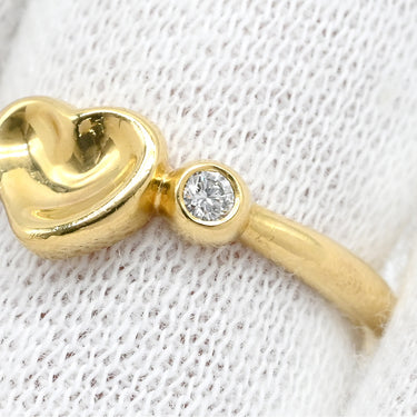 ティファニー Tiffany & Co クローズドハート イエローゴールド K18YG ダイヤモンド リング 指輪 T＆Co. 18K 750 YG エルサ ペレッティ 2石 2粒 ダイヤモンド 8.5号