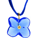 バカラ BACCARAT ブルークリスタル ペンダント クリスタル K18YG ネックレス クリスタル 青 ブルーガラス フラワーモチーフ 18K YG