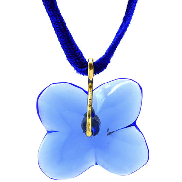 バカラ BACCARAT ブルークリスタル ペンダント クリスタル K18YG ネックレス クリスタル 青 ブルーガラス フラワーモチーフ 18K YG
