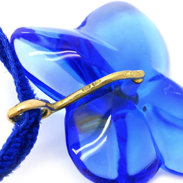 バカラ BACCARAT ブルークリスタル ペンダント クリスタル K18YG ネックレス クリスタル 青 ブルーガラス フラワーモチーフ 18K YG