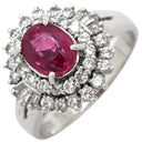 ノンブランド NON BRAND ルビー 1.08 ダイヤ 0.65ct レッド×プラチナシルバー Pt900 ルビー ダイヤモンド リング 指輪 赤 1石 1粒 プラチナ パヴェ オーバルミックスカット 10.5号
