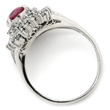 ノンブランド NON BRAND ルビー 1.08 ダイヤ 0.65ct レッド×プラチナシルバー Pt900 ルビー ダイヤモンド リング 指輪 赤 1石 1粒 プラチナ パヴェ オーバルミックスカット 10.5号