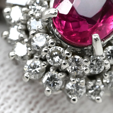 ノンブランド NON BRAND ルビー 1.08 ダイヤ 0.65ct レッド×プラチナシルバー Pt900 ルビー ダイヤモンド リング 指輪 赤 1石 1粒 プラチナ パヴェ オーバルミックスカット 10.5号