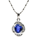 ノンブランド NON BRAND ブルーサファイア ダイヤ ブルー×プラチナシルバー Pt900 サファイア ダイヤモンド Pt850(チェーン) ネックレス Pt900 プラチナム 青 フラワーモチーフ 1.85ct PT ダイヤモンド