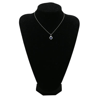 ノンブランド NON BRAND ブルーサファイア ダイヤ ブルー×プラチナシルバー Pt900 サファイア ダイヤモンド Pt850(チェーン) ネックレス Pt900 プラチナム 青 フラワーモチーフ 1.85ct PT ダイヤモンド