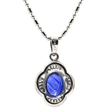 ノンブランド NON BRAND ブルーサファイア ダイヤ ブルー×プラチナシルバー Pt900 サファイア ダイヤモンド Pt850(チェーン) ネックレス Pt900 プラチナム 青 フラワーモチーフ 1.85ct PT ダイヤモンド