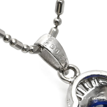 ノンブランド NON BRAND ブルーサファイア ダイヤ ブルー×プラチナシルバー Pt900 サファイア ダイヤモンド Pt850(チェーン) ネックレス Pt900 プラチナム 青 フラワーモチーフ 1.85ct PT ダイヤモンド