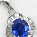 ノンブランド NON BRAND ブルーサファイア ダイヤ ブルー×プラチナシルバー Pt900 サファイア ダイヤモンド Pt850(チェーン) ネックレス Pt900 プラチナム 青 フラワーモチーフ 1.85ct PT ダイヤモンド