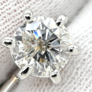 ノンブランド NON BRAND 一粒ダイヤモンド プラチナシルバー Pt900 ダイヤモンド イヤリング ラウンドブリリアントカット 6本爪 1.5カラット プラチナム