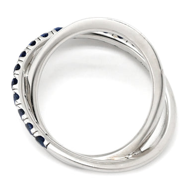 ミキモト MIKIMOTO クロスオーバーリング ホワイトゴールド×ブルー K18WG リング 指輪 MIKIMOTO Au750 18K ブルーサファイア X字型 16号
