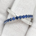ミキモト MIKIMOTO クロスオーバーリング ホワイトゴールド×ブルー K18WG リング 指輪 MIKIMOTO Au750 18K ブルーサファイア X字型 16号