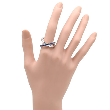 ミキモト MIKIMOTO クロスオーバーリング ホワイトゴールド×ブルー K18WG リング 指輪 MIKIMOTO Au750 18K ブルーサファイア X字型 16号