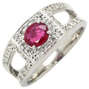 ノンブランド NON BRAND ルビー 0.77ct ダイヤリング プラチナシルバー Pt900 ルビー ダイヤモンド リング 指輪 レッド 赤 1石 ダイヤモンド 指輪 16号