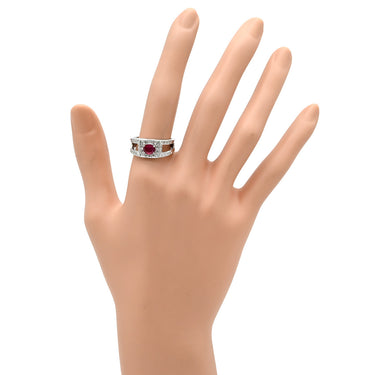 ノンブランド NON BRAND ルビー 0.77ct ダイヤリング プラチナシルバー Pt900 ルビー ダイヤモンド リング 指輪 レッド 赤 1石 ダイヤモンド 指輪 16号