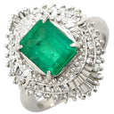 ノンブランド NON BRAND エメラルド ダイヤモンド リング プラチナシルバー Pt900 エメラルド ダイヤモンド リング 指輪 グリーン 緑 スクエア 1.80ct プラチナム 12号