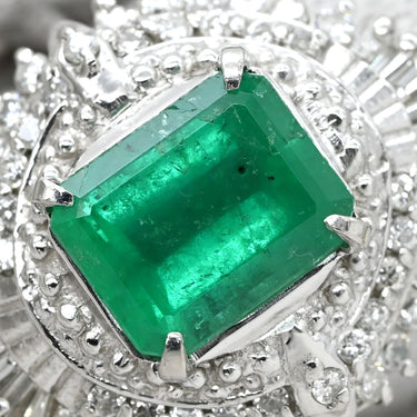 ノンブランド NON BRAND エメラルド ダイヤモンド リング プラチナシルバー Pt900 エメラルド ダイヤモンド リング 指輪 グリーン 緑 スクエア 1.80ct プラチナム 12号