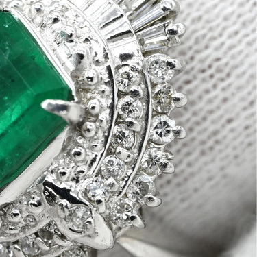 ノンブランド NON BRAND エメラルド ダイヤモンド リング プラチナシルバー Pt900 エメラルド ダイヤモンド リング 指輪 グリーン 緑 スクエア 1.80ct プラチナム 12号