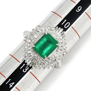 ノンブランド NON BRAND エメラルド ダイヤモンド リング プラチナシルバー Pt900 エメラルド ダイヤモンド リング 指輪 グリーン 緑 スクエア 1.80ct プラチナム 12号