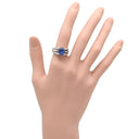 ノンブランド NON BRAND ブルースターサファイア ダイヤ ブルー×プラチナシルバー Pt900 サファイア ダイヤモンド リング 指輪 6.08ct オーバルカボションカット Pt900 プラチナム 青 天然石 サイドストーン 11.5号