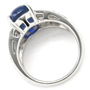 ノンブランド NON BRAND ブルースターサファイア ダイヤ ブルー×プラチナシルバー Pt900 サファイア ダイヤモンド リング 指輪 6.08ct オーバルカボションカット Pt900 プラチナム 青 天然石 サイドストーン 11.5号