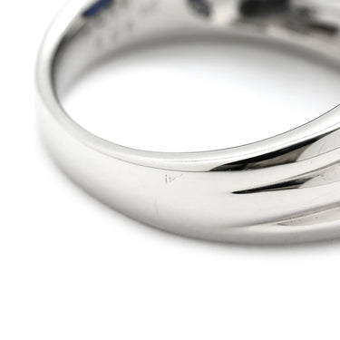 ノンブランド NON BRAND ブルースターサファイア ダイヤ ブルー×プラチナシルバー Pt900 サファイア ダイヤモンド リング 指輪 6.08ct オーバルカボションカット Pt900 プラチナム 青 天然石 サイドストーン 11.5号