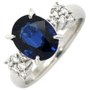 ノンブランド NON BRAND サファイア ダイヤ ブルー×プラチナシルバー Pt900 サファイア ダイヤモンド リング 指輪 2.41ct オーバルカット Pt900 プラチナム ブルー 青 メレ パヴェダイヤ 9号