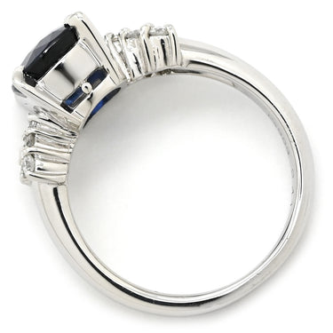 ノンブランド NON BRAND サファイア ダイヤ ブルー×プラチナシルバー Pt900 サファイア ダイヤモンド リング 指輪 2.41ct オーバルカット Pt900 プラチナム ブルー 青 メレ パヴェダイヤ 9号