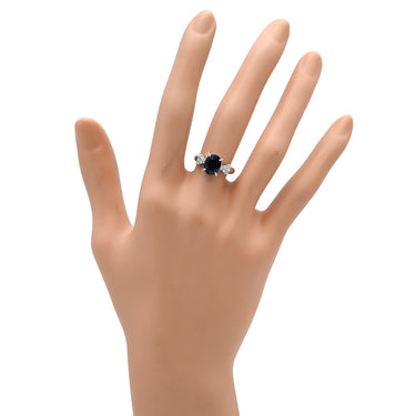 ノンブランド NON BRAND サファイア ダイヤ ブルー×プラチナシルバー Pt900 サファイア ダイヤモンド リング 指輪 2.41ct オーバルカット Pt900 プラチナム ブルー 青 メレ パヴェダイヤ 9号