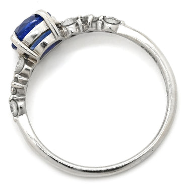 ノンブランド NON BRAND ブルーサファイア 1.047ct ダイヤ 0.21ct ブルー×プラチナシルバー Pt900 サファイア ダイヤモンド リング 指輪 青 Pt900 プラチナ オーバルミックスカット 11号