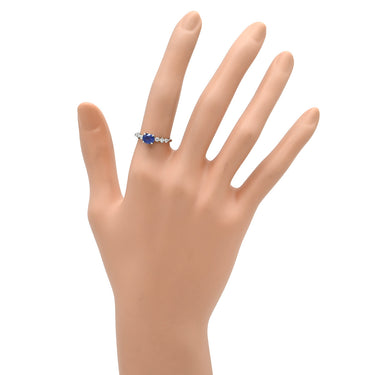 ノンブランド NON BRAND ブルーサファイア 1.047ct ダイヤ 0.21ct ブルー×プラチナシルバー Pt900 サファイア ダイヤモンド リング 指輪 青 Pt900 プラチナ オーバルミックスカット 11号