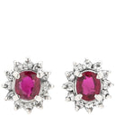 ノンブランド NON BRAND ルビー ダイヤ プラチナシルバー×レッド Pt900 ルビー ダイヤモンド ピアス 赤 Pt900 オーバル フラワーモチーフ 花 0.30ct 両耳