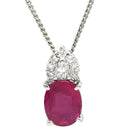ノンブランド NON BRAND ルビー 1.32ct ダイヤモンド ペンダント プラチナシルバー Pt900 ルビー ダイヤモンド Pt850(チェーン) ネックレス 赤 1石 1粒 オーバルカット メレダイヤ プラチナ
