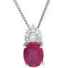 ノンブランド NON BRAND ルビー 1.32ct ダイヤモンド ペンダント プラチナシルバー Pt900 ルビー ダイヤモンド Pt850(チェーン) ネックレス 赤 1石 1粒 オーバルカット メレダイヤ プラチナ