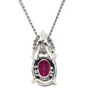 ノンブランド NON BRAND ルビー 1.32ct ダイヤモンド ペンダント プラチナシルバー Pt900 ルビー ダイヤモンド Pt850(チェーン) ネックレス 赤 1石 1粒 オーバルカット メレダイヤ プラチナ