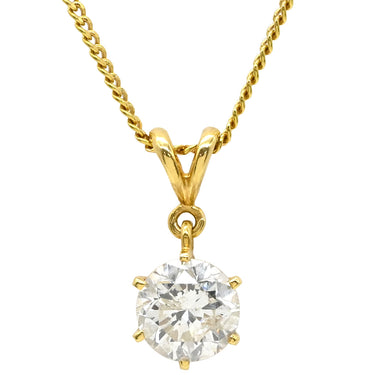 ノンブランド NON BRAND ダイヤモンド 0.88ct ペンダント イエローゴールド K18YG ダイヤモンド ネックレス 750 18K 1P 1粒 1石 ブリリアントカット