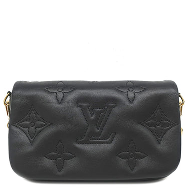 ルイヴィトン LOUIS VUITTON ウォレット オン ストラップ M81398 モノグラム バブルグラム レザー 2WAYバッグ ゴールド金具 黒 ハンドバッグ ショルダー