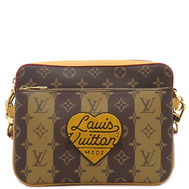 ルイヴィトン LOUIS VUITTON トリオ メッセンジャー M45965 モノグラム ストライプ モノグラムキャンバス モノグラムストライプキャンバス ショルダーバッグ ゴールド金具 茶 NIGOコラボ
